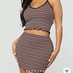 Multicolored striped two piece set